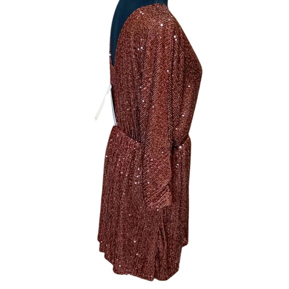 Club L London Dress Mini Orange Brown V-Neck Scoop Back Sequined Formal Sz 8 US - Picture 4 of 9